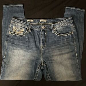 Vigoss High Rise Skinny Thick Stitch Dark Wash Embellished Jeans Plus Size 18